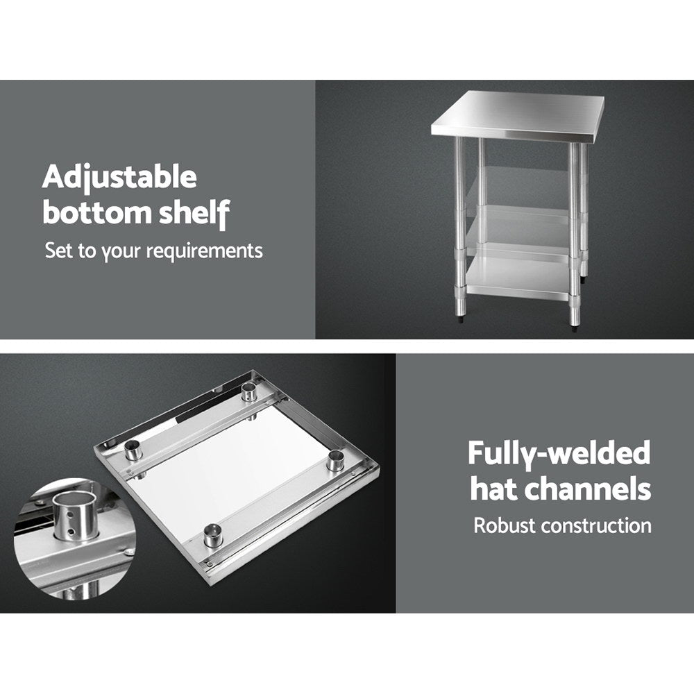 Marlook 760x760mm Stainless Steel Kitchen Bench 430