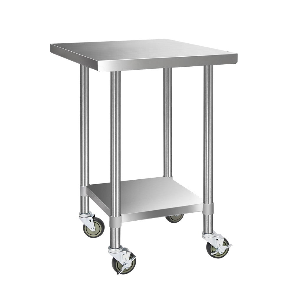 Marlook 760x760mm Stainless Steel Kitchen Bench with Wheels 430