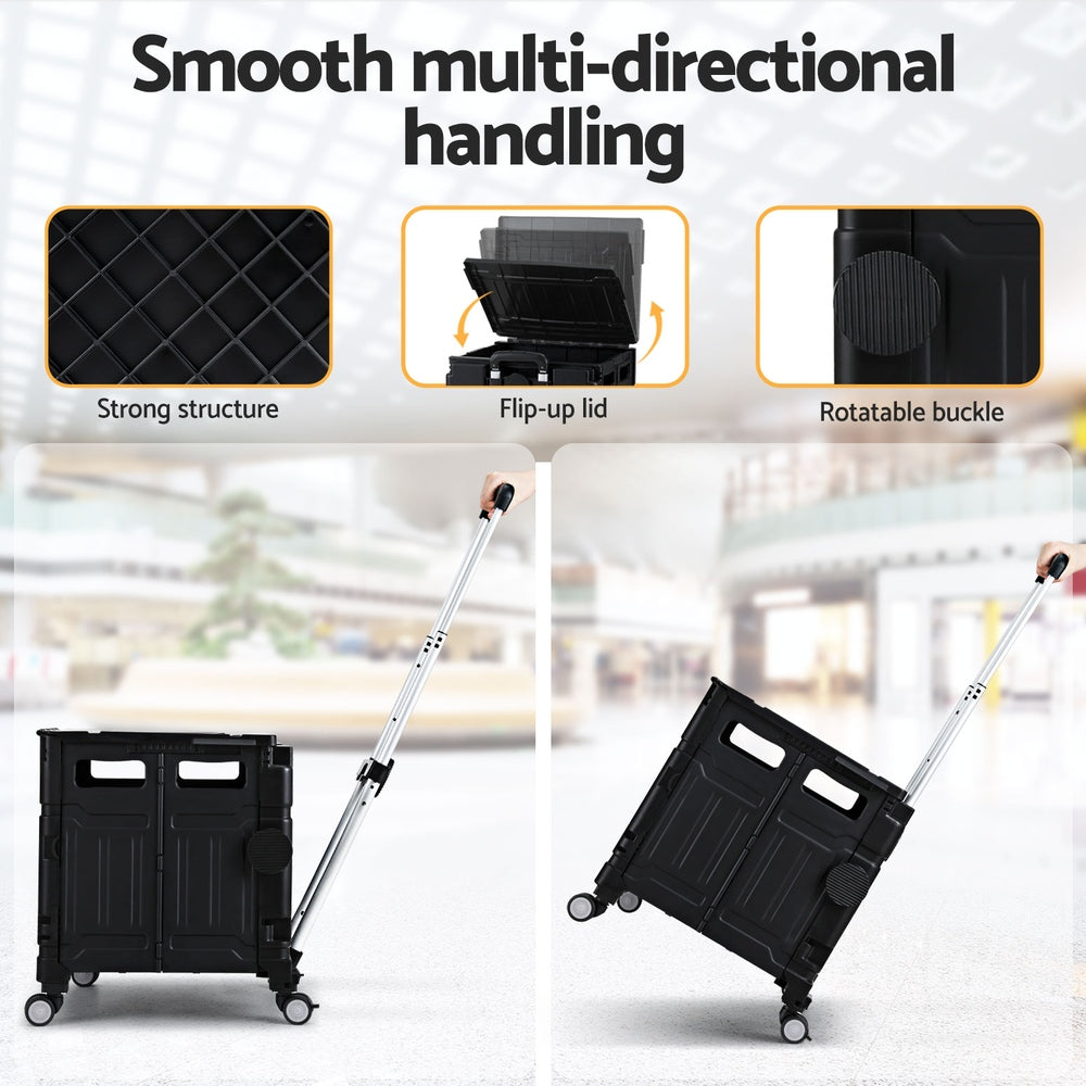 Marlook Shopping Trolley Cart 75L Foldable Black