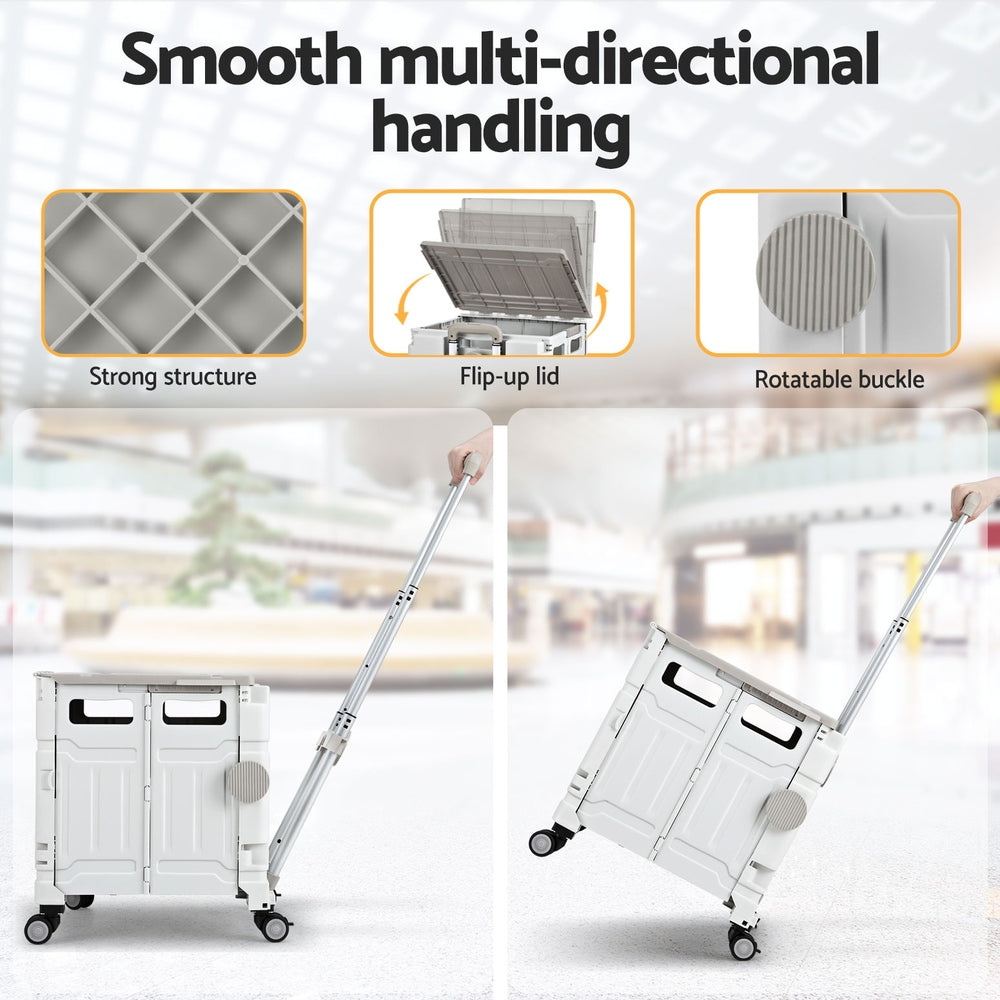 Marlook Shopping Trolley Cart 75L Foldable White