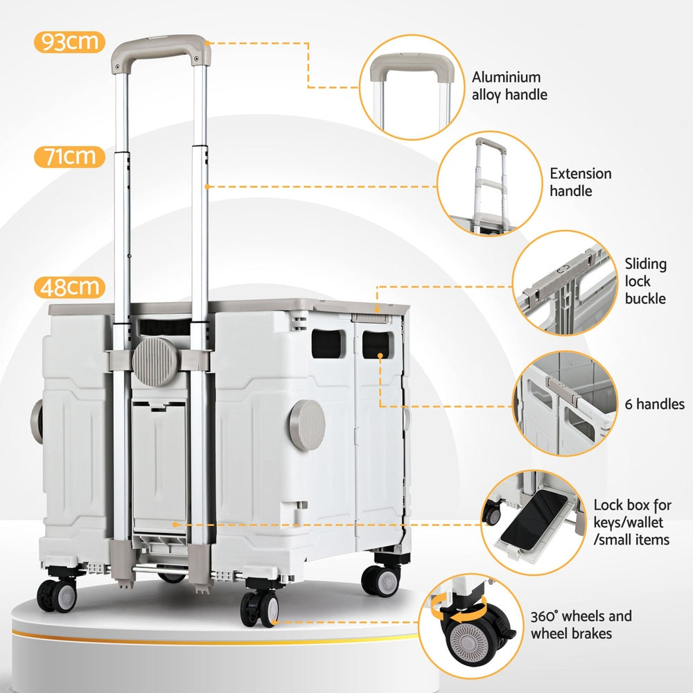 Marlook Shopping Trolley Cart 75L Foldable White