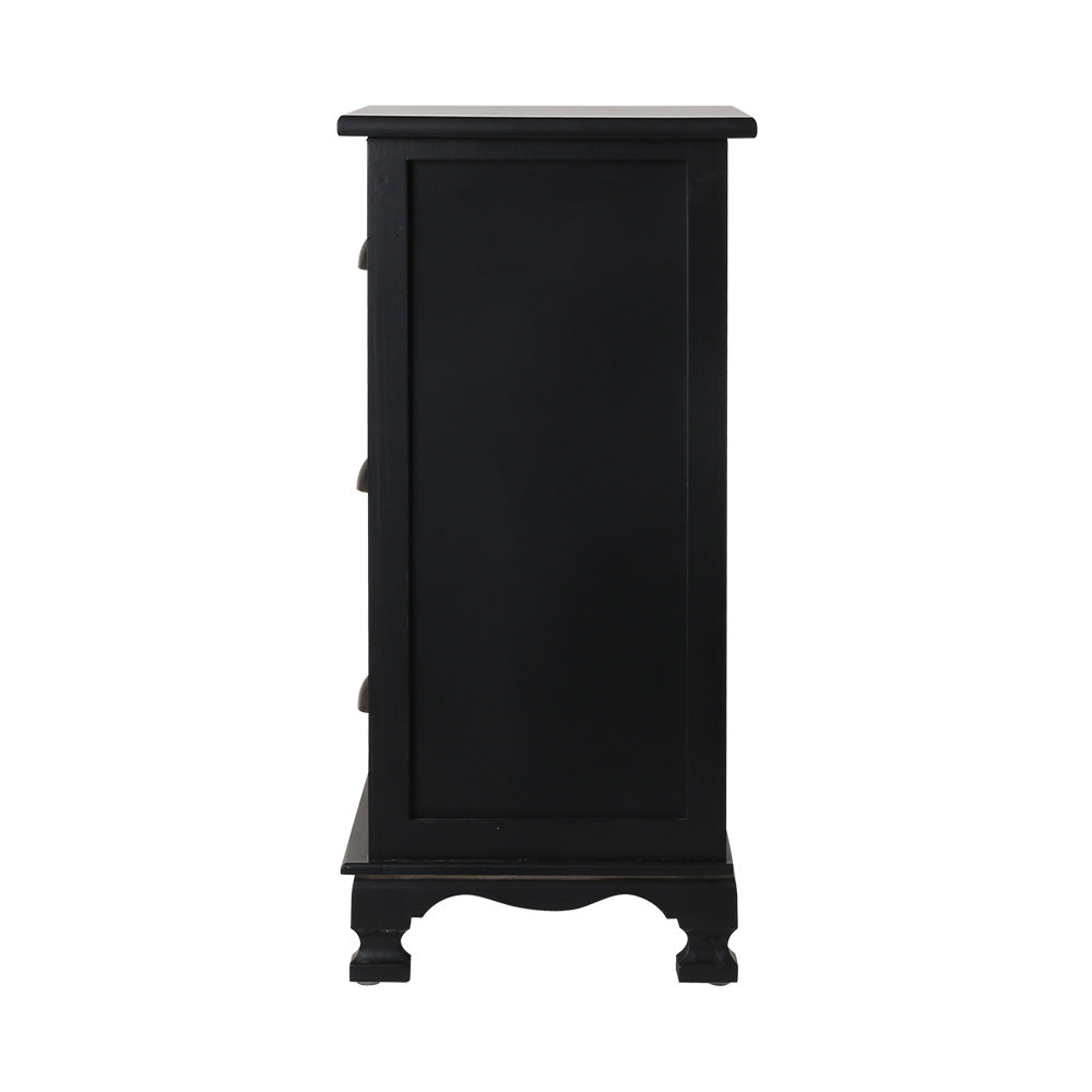 Marlook Bedside Table 3 Drawers Vintage - THYME Black