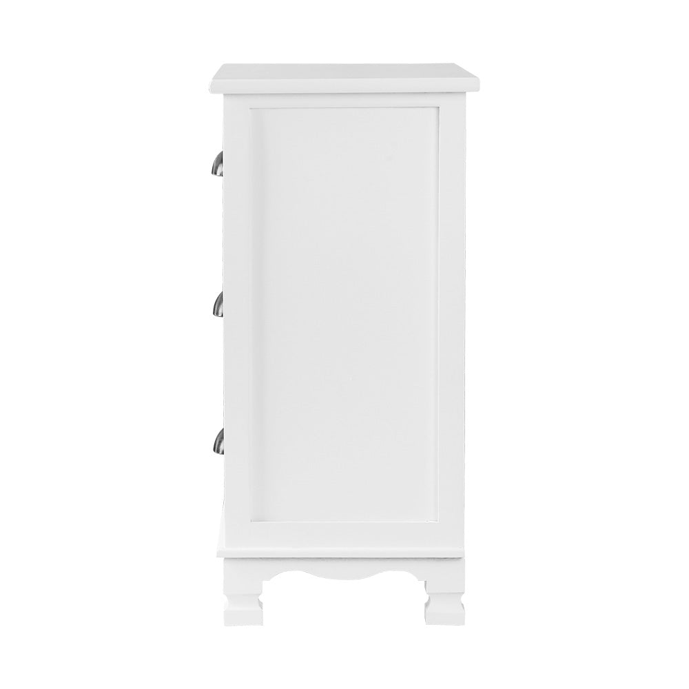 Marlook Bedside Table 3 Drawers Vintage - THYME White