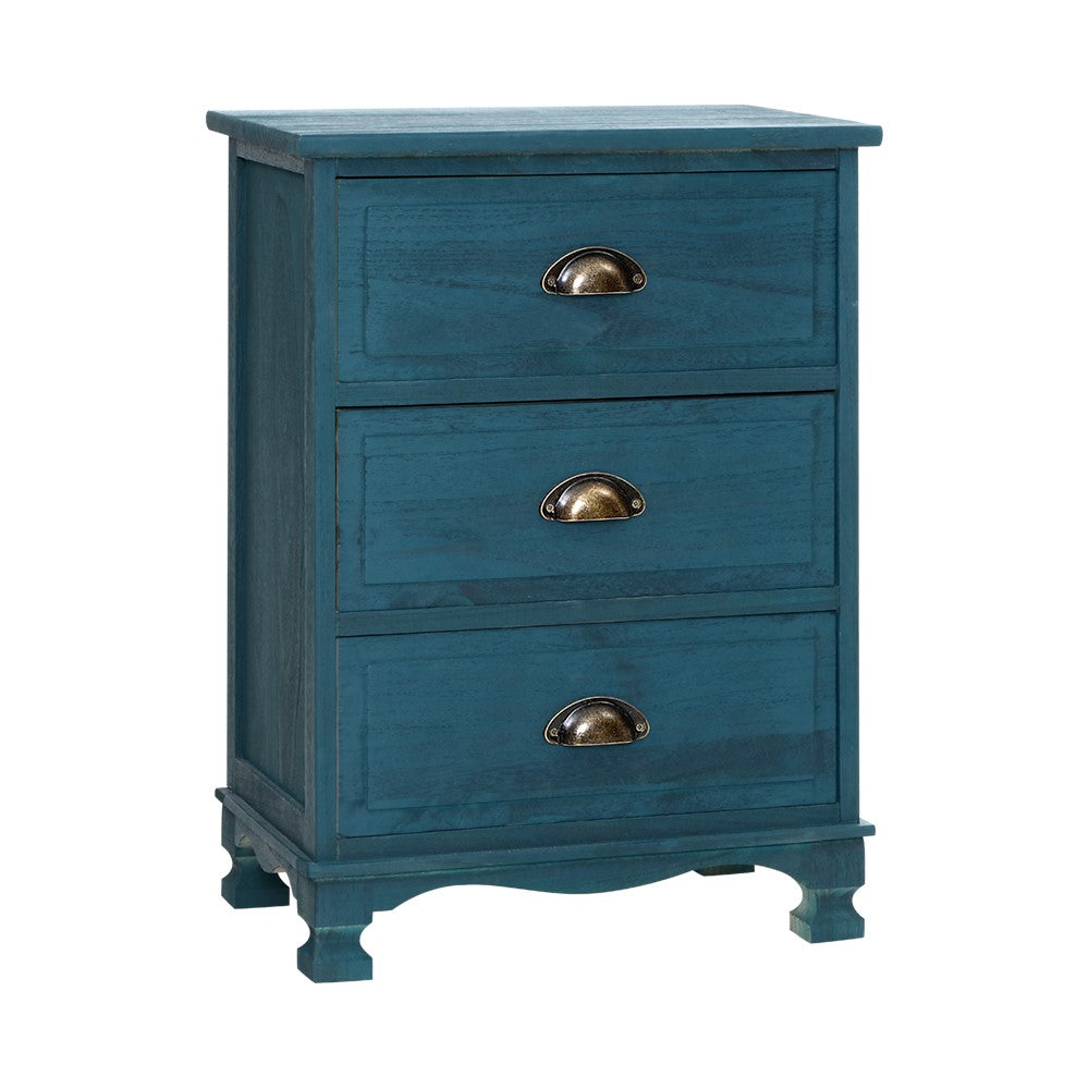 Marlook Bedside Table 3 Drawers Vintage - THYME Blue