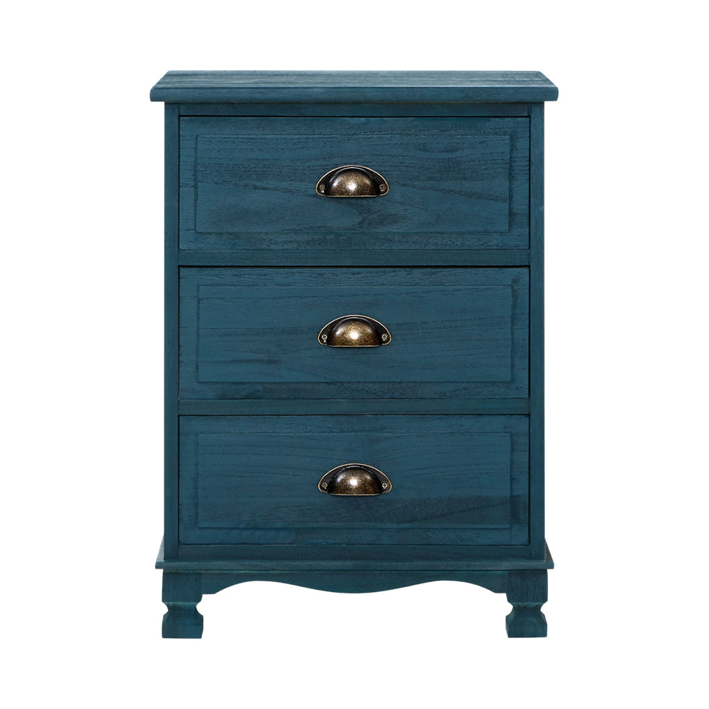 Marlook Bedside Table 3 Drawers Vintage - THYME Blue