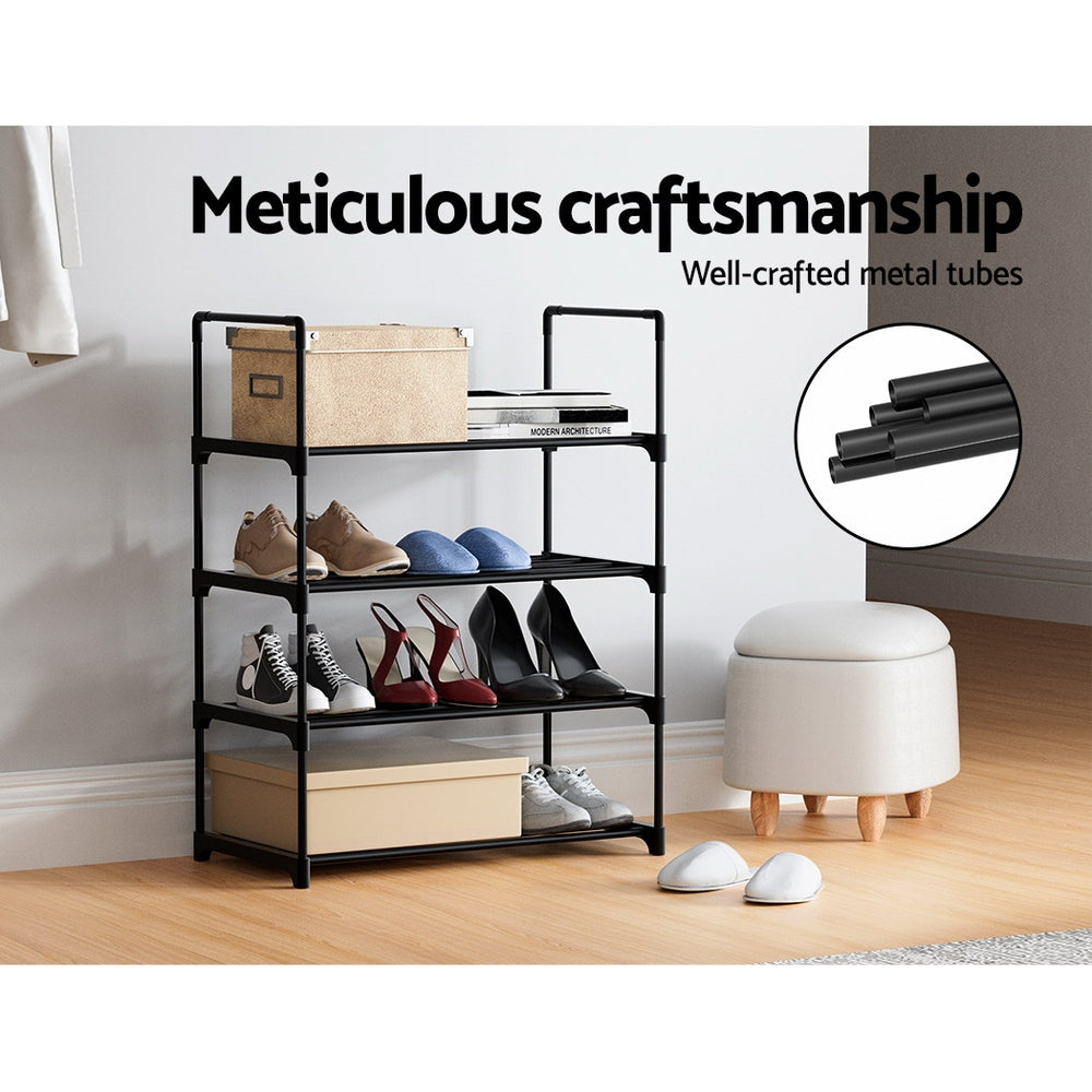 Marlook Shoe Rack Cabinet Stackable 4-tier 12 Pairs Black
