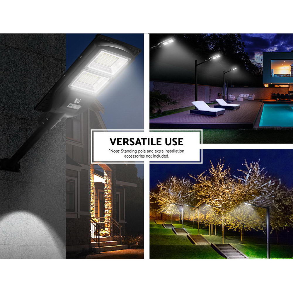 Marlook 160 LED Solar Street Light 120W Flood Motion Sensor Remote Outdoor Wall Lamp x2