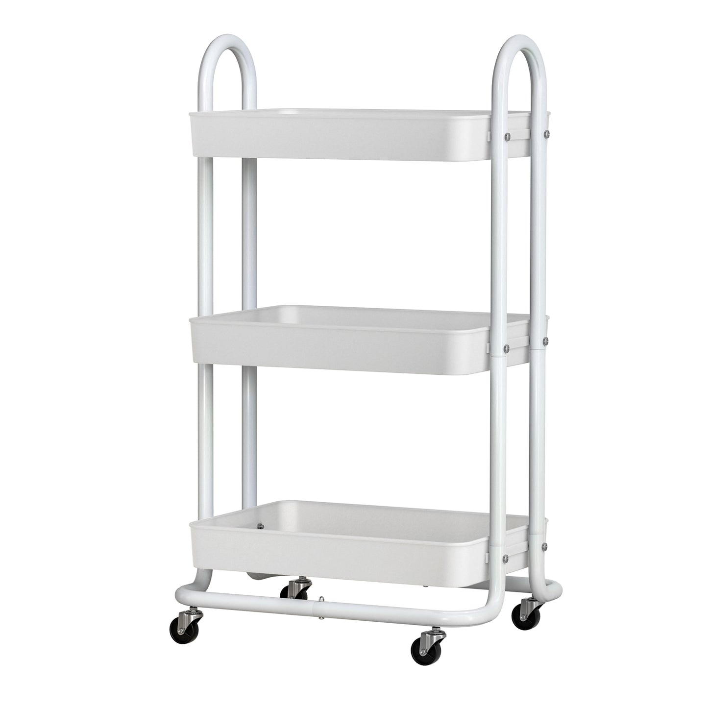 Marlook Storage Trolley Kitchen Cart 3 Tiers Rack Shelf Organiser Wheels White