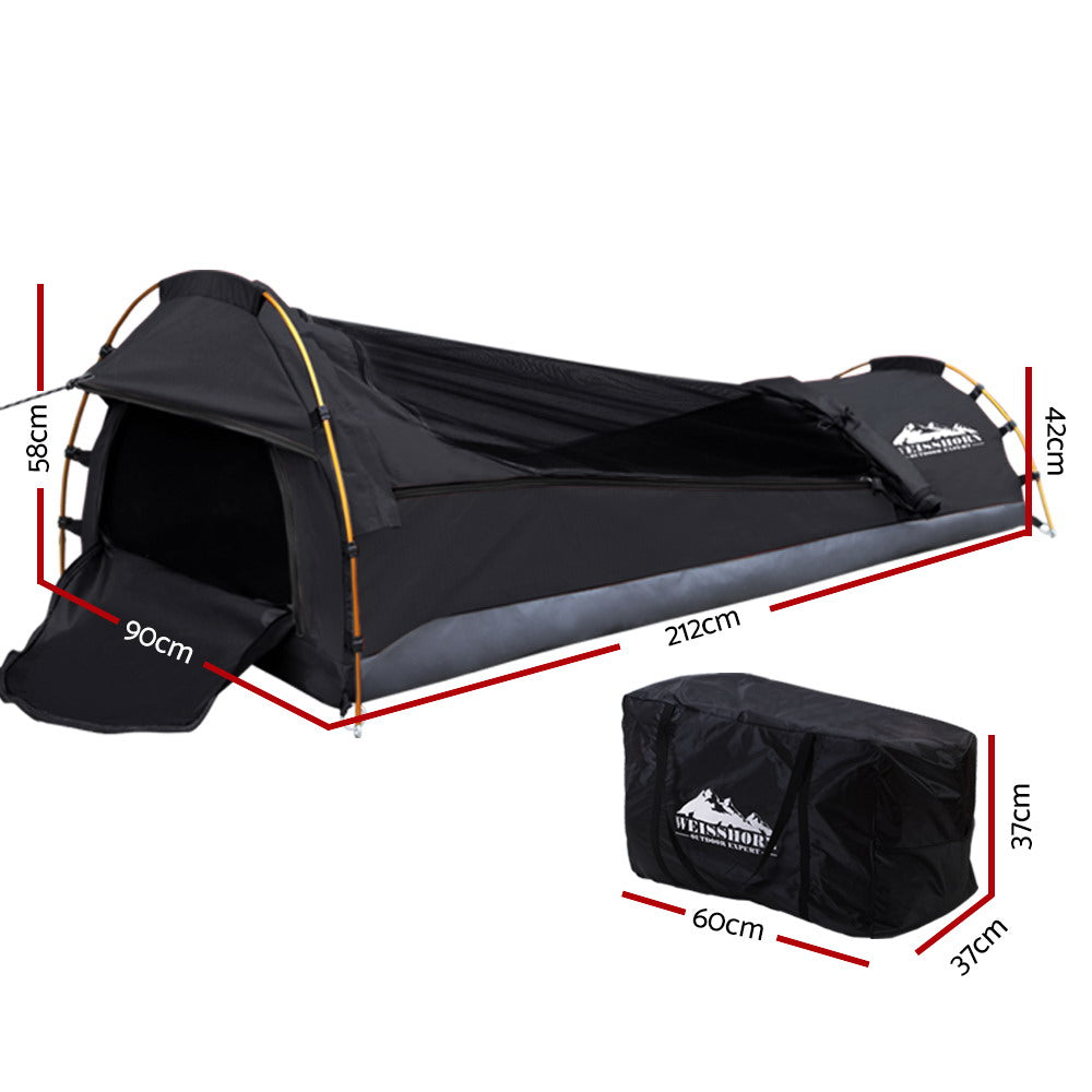Marlook Camping Swag Single Biker Tent Free Standing Canvas Ripstop Grey