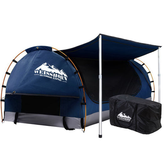 Marlook Double Swag Camping Swags Canvas Free Standing Dome Tent Dark Blue 4CM
