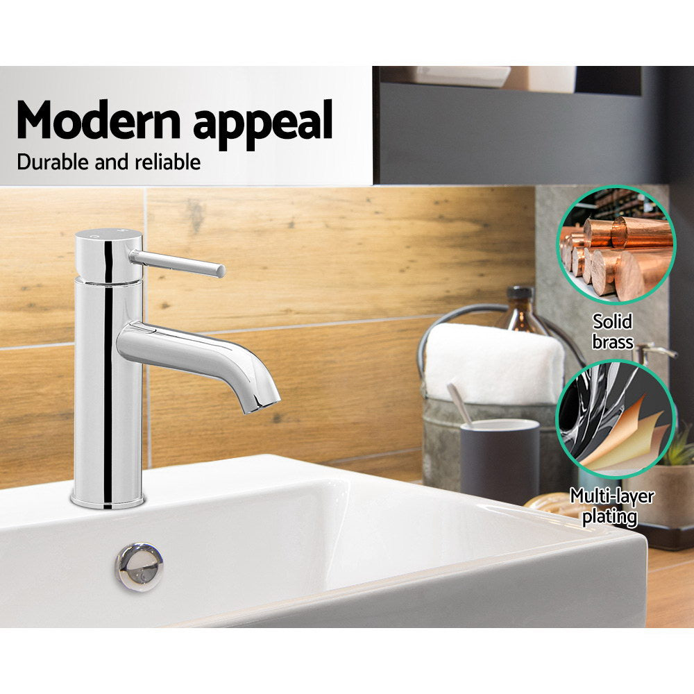 Marlook Bathroom Basin Mixer Tap Round Brass Faucet Vanity Laundry Chrome