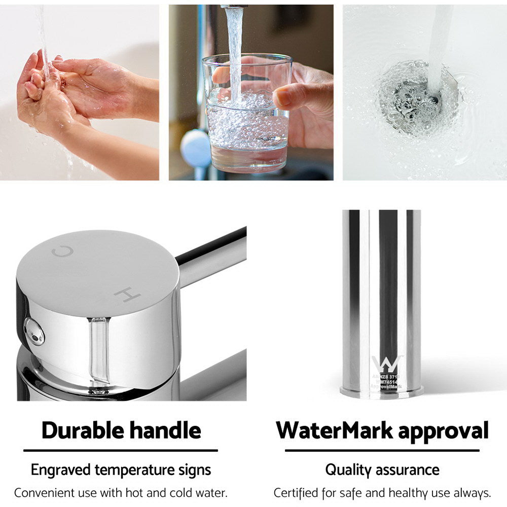 Marlook Bathroom Basin Mixer Tap Round Brass Faucet Vanity Laundry Chrome