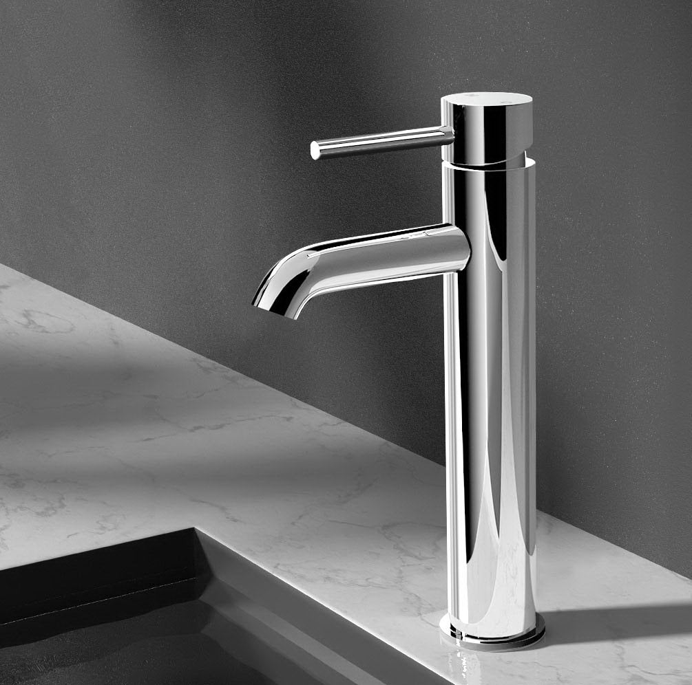 Marlook Bathroom Basin Mixer Tap Round Tall Faucet Vanity Laundry Chrome