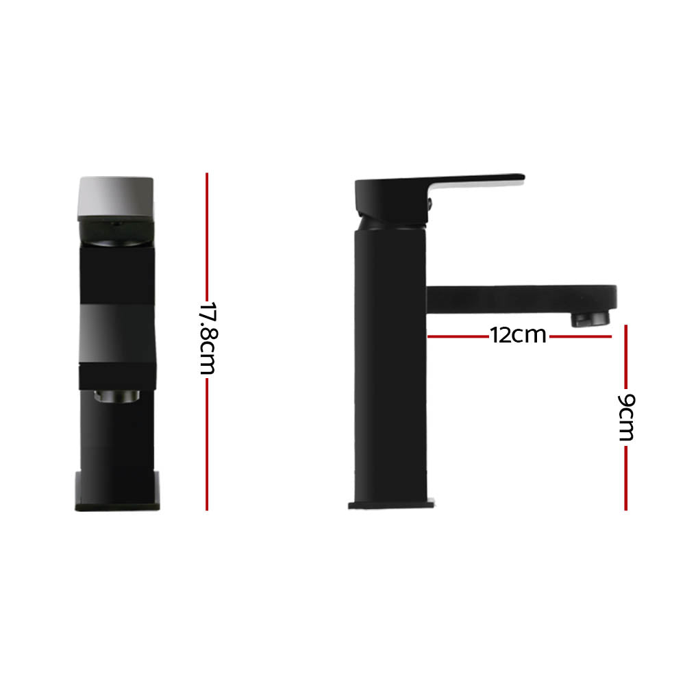 Marlook Bathroom Basin Mixer Tap Square Faucet Vanity Laundry Black