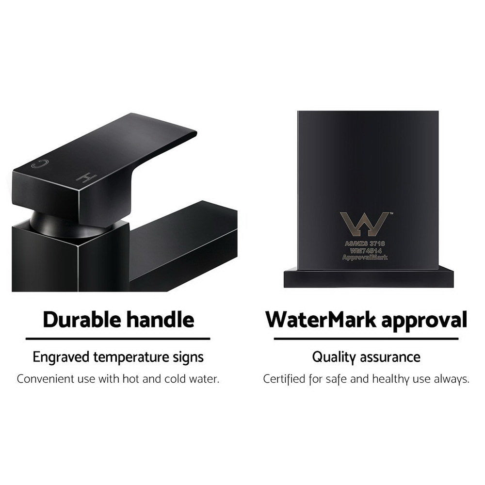 Marlook Bathroom Basin Mixer Tap Square Faucet Vanity Laundry Black