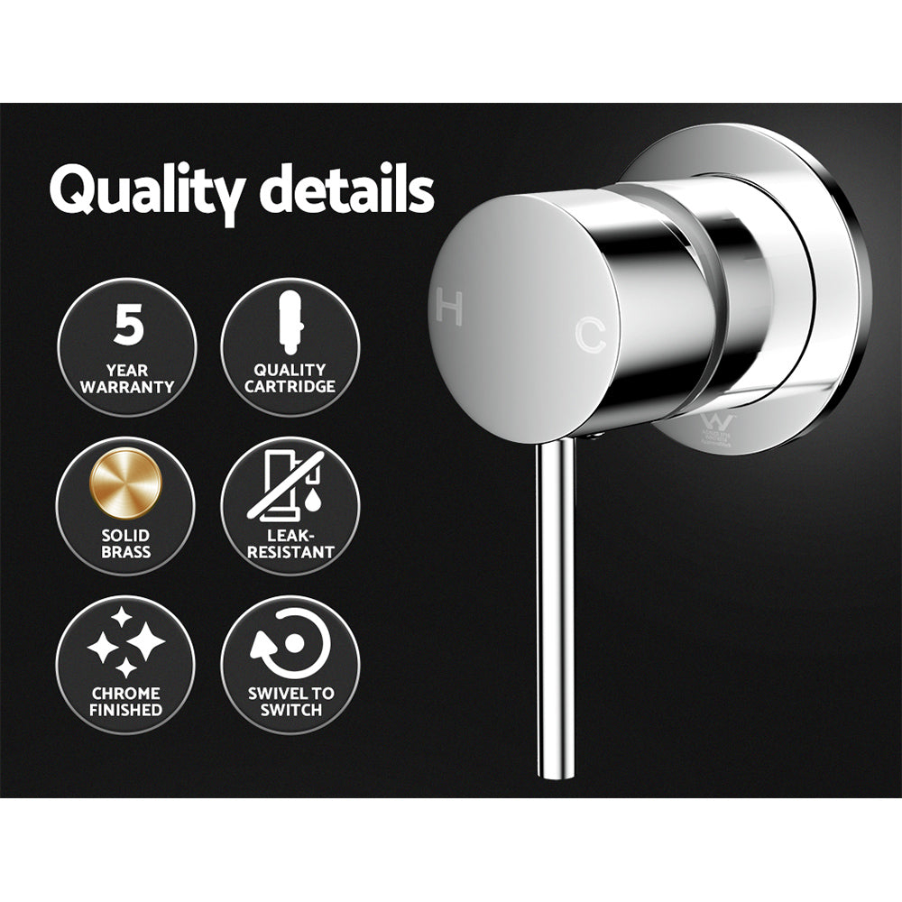 Marlook Basin Mixer Wall Tap Round Brass Faucet Shower Bathtub Chrome