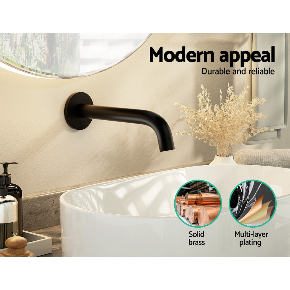 Marlook Bathroom Mixer Spout Wall Bath Tap Round Shower Bathtub Black