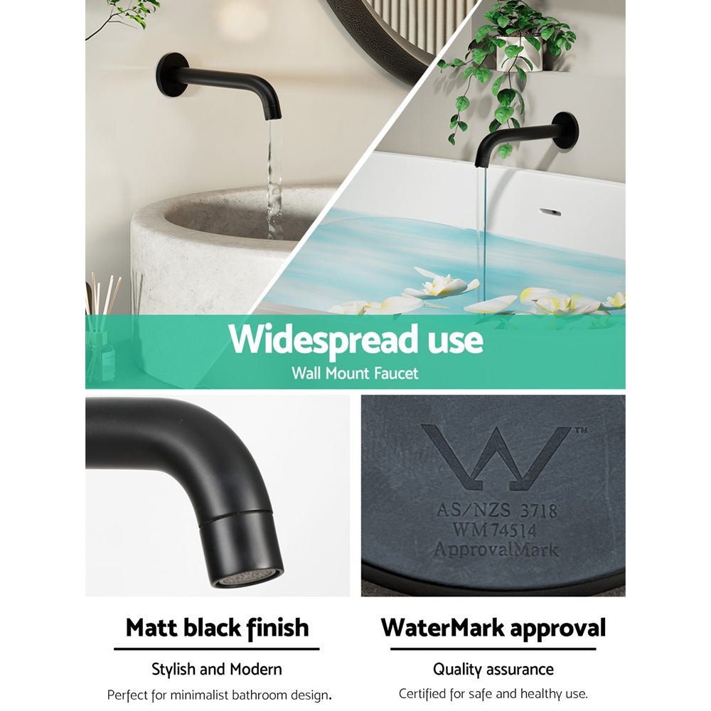 Marlook Bathroom Mixer Spout Wall Bath Tap Round Shower Bathtub Black