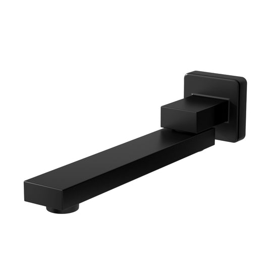 Marlook Bathroom Mixer Spout Wall Bath Tap Square Swivel Bathtub Black