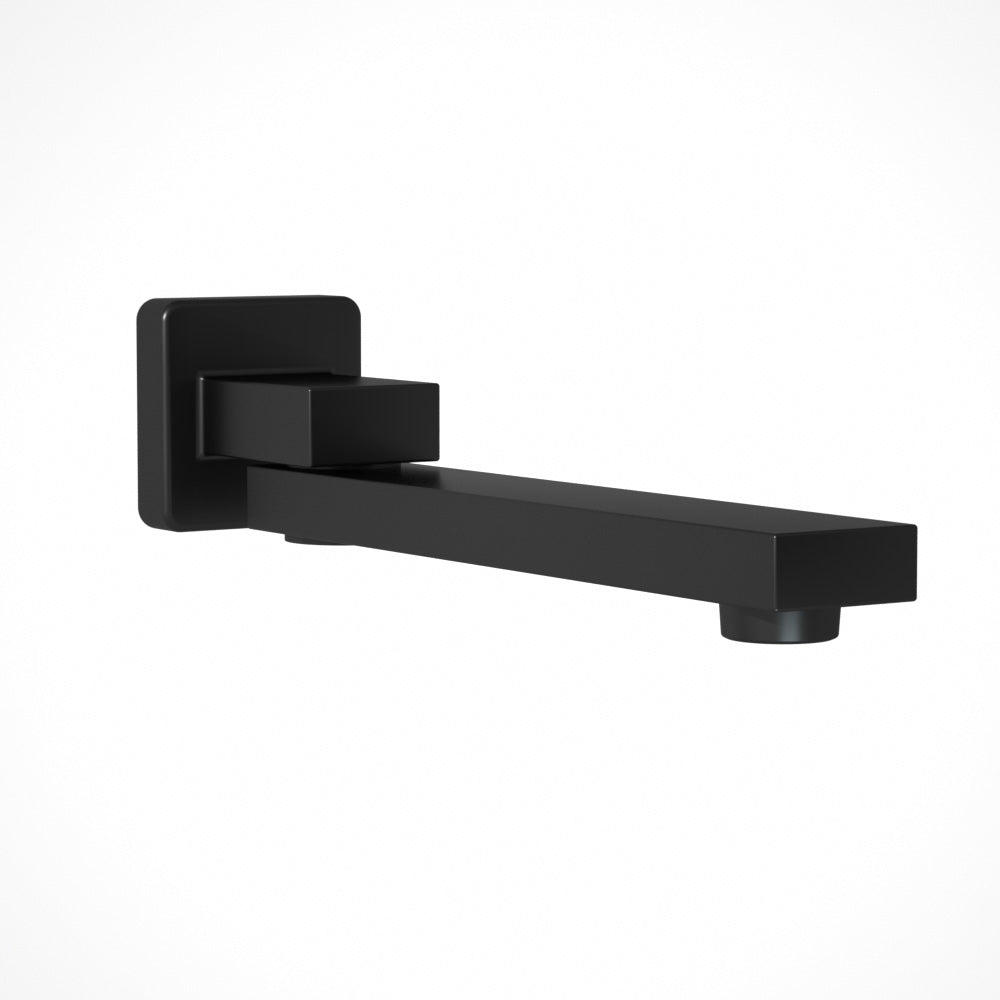 Marlook Bathroom Mixer Spout Wall Bath Tap Square Swivel Bathtub Black