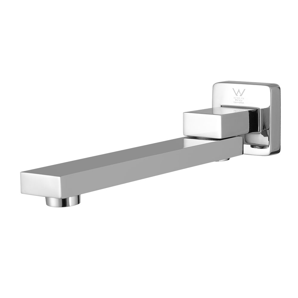 Marlook Bathroom Mixer Spout Wall Bath Tap Square Swivel Bathtub Chrome