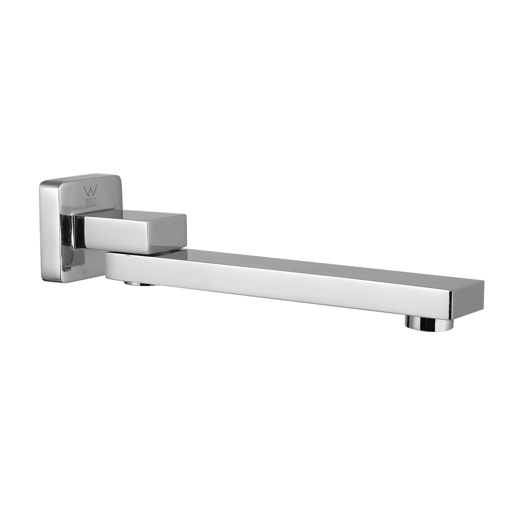 Marlook Bathroom Mixer Spout Wall Bath Tap Square Swivel Bathtub Chrome