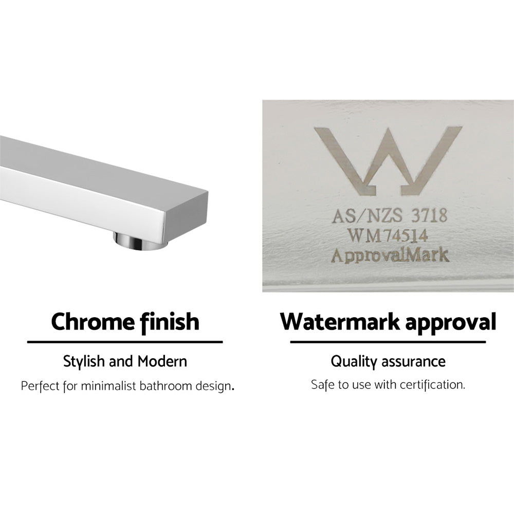 Marlook Bathroom Mixer Spout Wall Bath Tap Square Swivel Bathtub Chrome