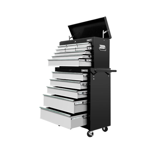 Marlook 14 Drawer Tool Box Cabinet Chest Mechanic Garage Storage Trolley Grey