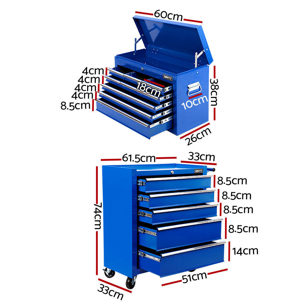 Marlook 14 Drawer Tool Box Cabinet Chest Mechanic Garage Storage Trolley Blue