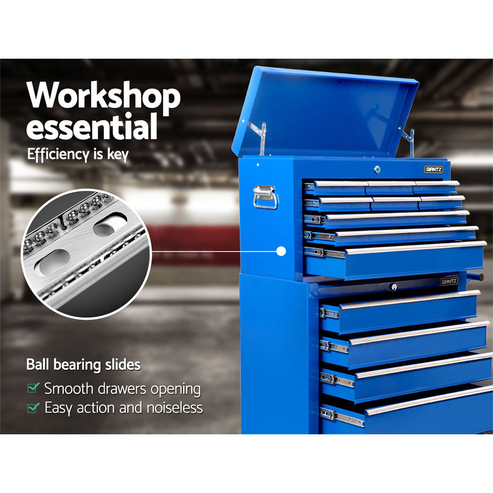 Marlook 14 Drawer Tool Box Cabinet Chest Mechanic Garage Storage Trolley Blue