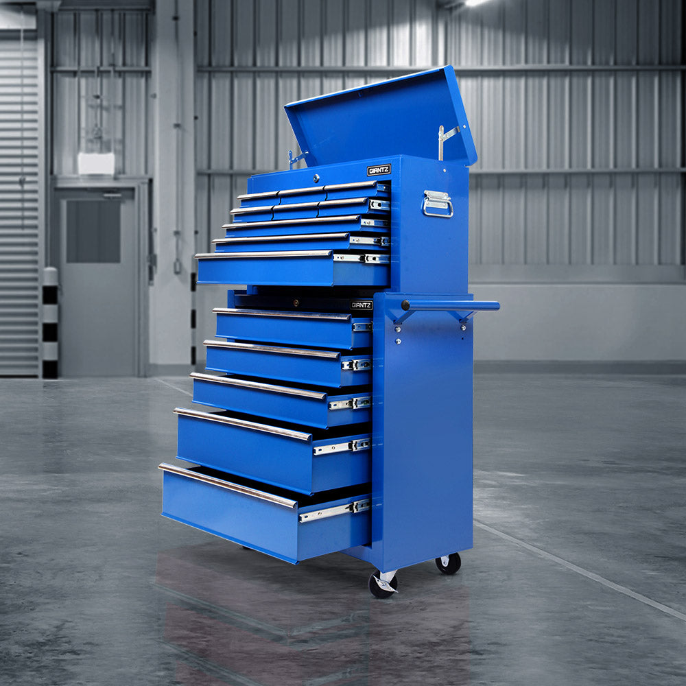 Marlook 14 Drawer Tool Box Cabinet Chest Mechanic Garage Storage Trolley Blue
