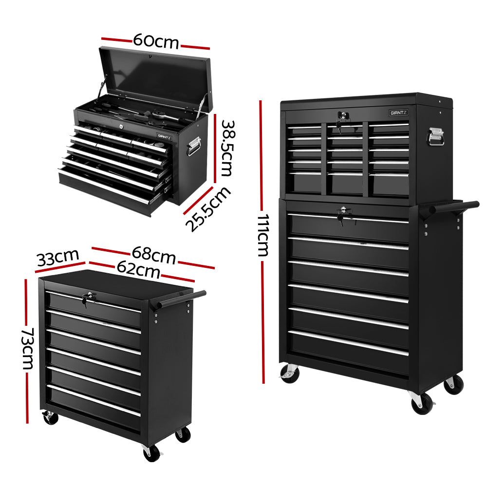 Marlook 15 Drawer Tool Box Cabinet Chest Trolley Toolbox Garage Storage Box
