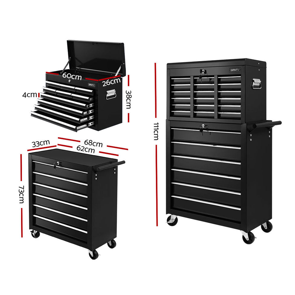 Marlook 16 Drawer Tool Box Cabinet Chest Trolley Toolbox Garage Storage Box
