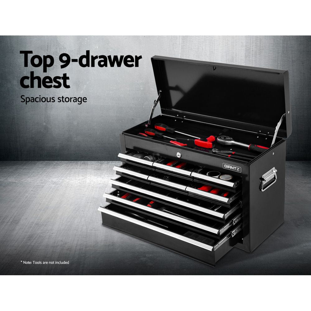 Marlook 16 Drawer Tool Box Cabinet Chest Trolley Toolbox Garage Storage Black
