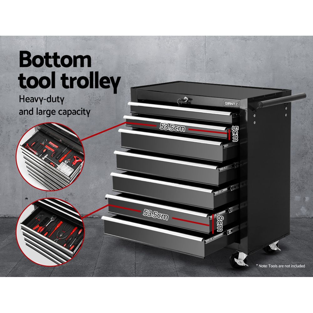 Marlook 16 Drawer Tool Box Cabinet Chest Trolley Toolbox Garage Storage Black