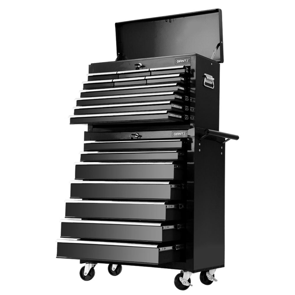 Marlook 17 Drawer Tool Box Cabinet Chest Trolley Toolbox Garage Storage Box Black