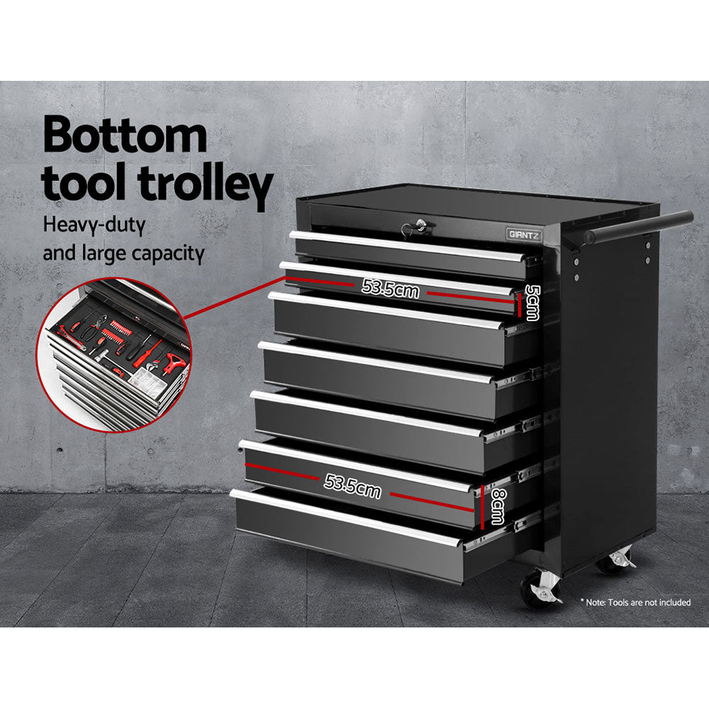 Marlook 17 Drawer Tool Box Cabinet Chest Trolley Toolbox Garage Storage Box Black