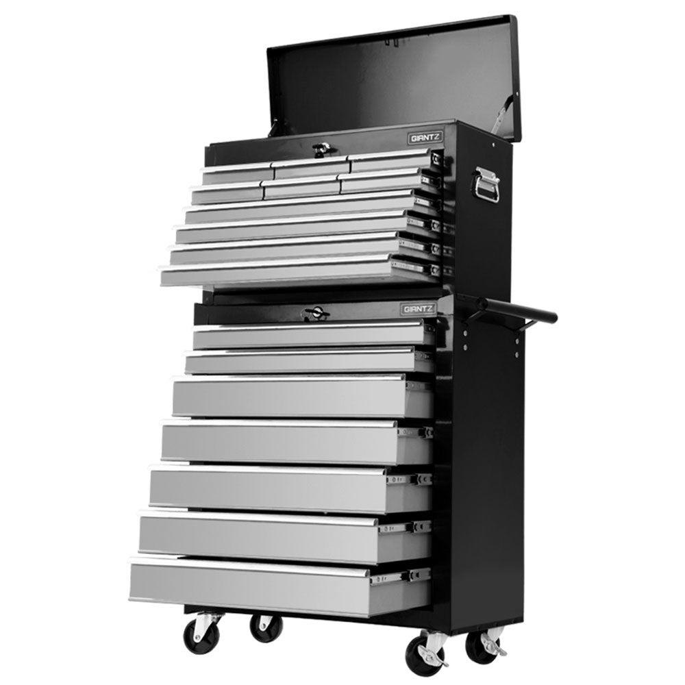 Marlook 17 Drawer Tool Box Cabinet Chest Trolley Toolbox Garage Storage Box Grey