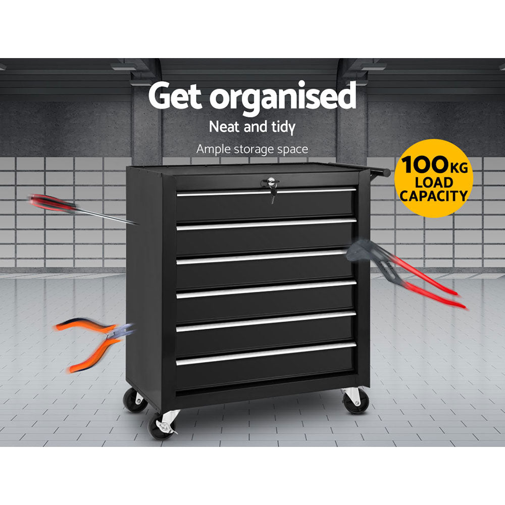 Marlook 6 Drawer Tool Box Cabinet Chest Trolley Cart Garage Toolbox Storage