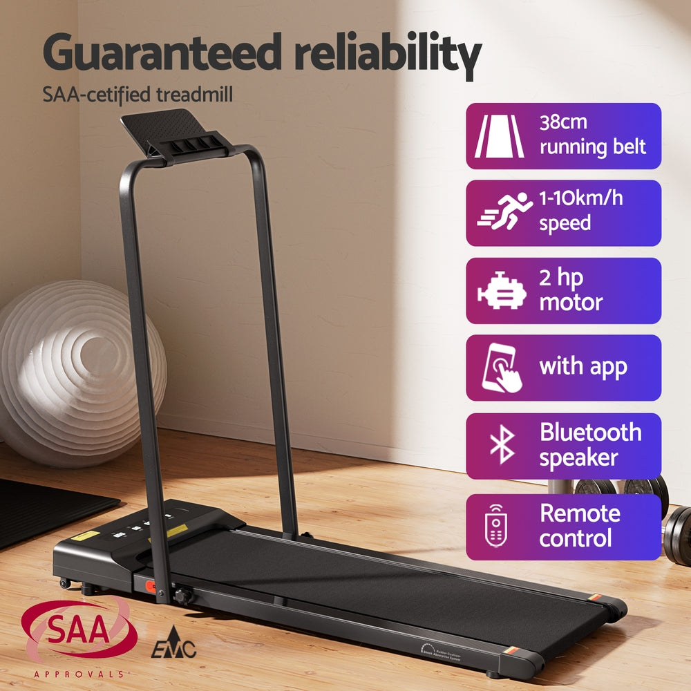 Marlook Treadmill Electric Walking Pad Under Desk Home Gym Fitness 380mm Black