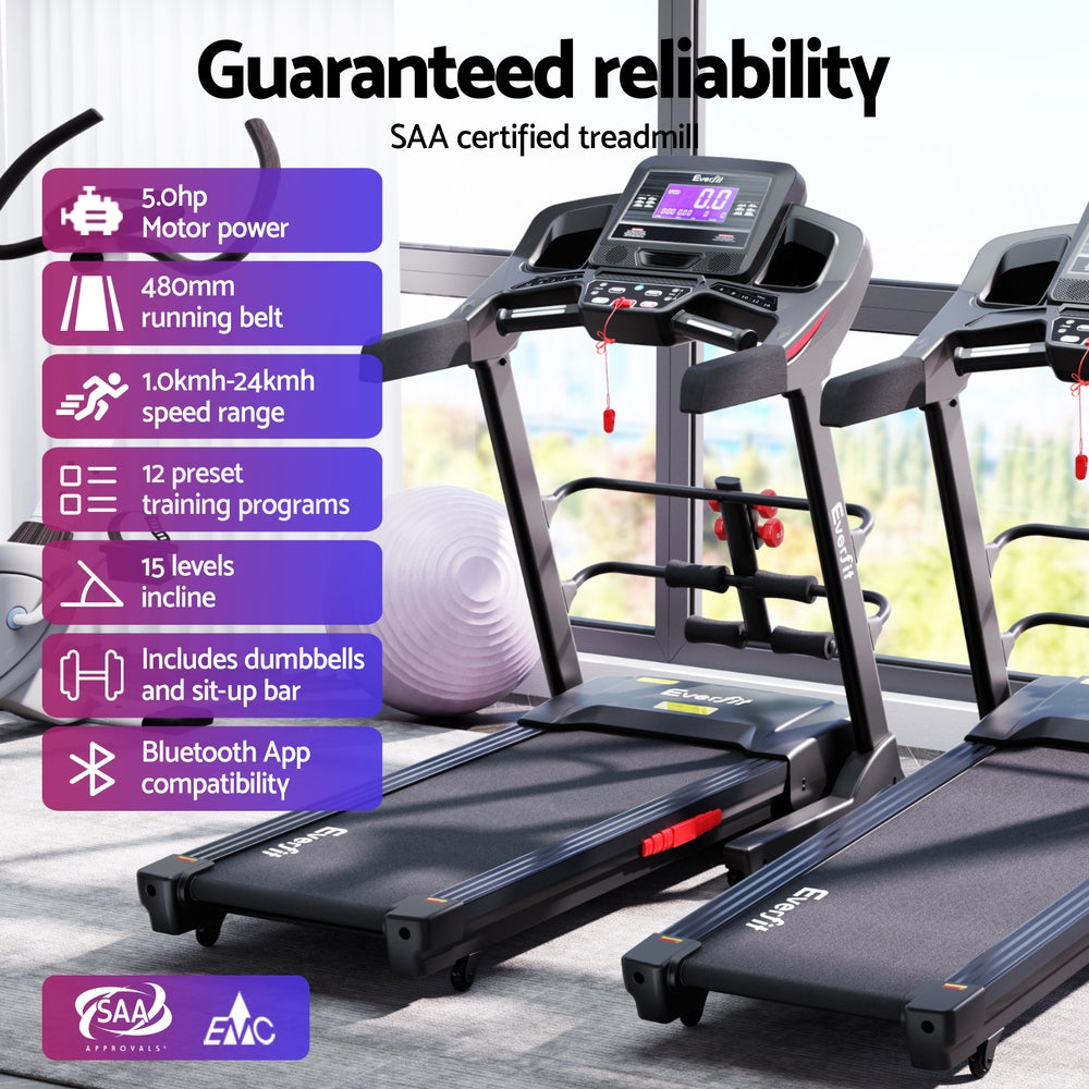Marlook Treadmill Electric Home Gym Fitness Exercise Machine w/ Sit Up Bar 480mm