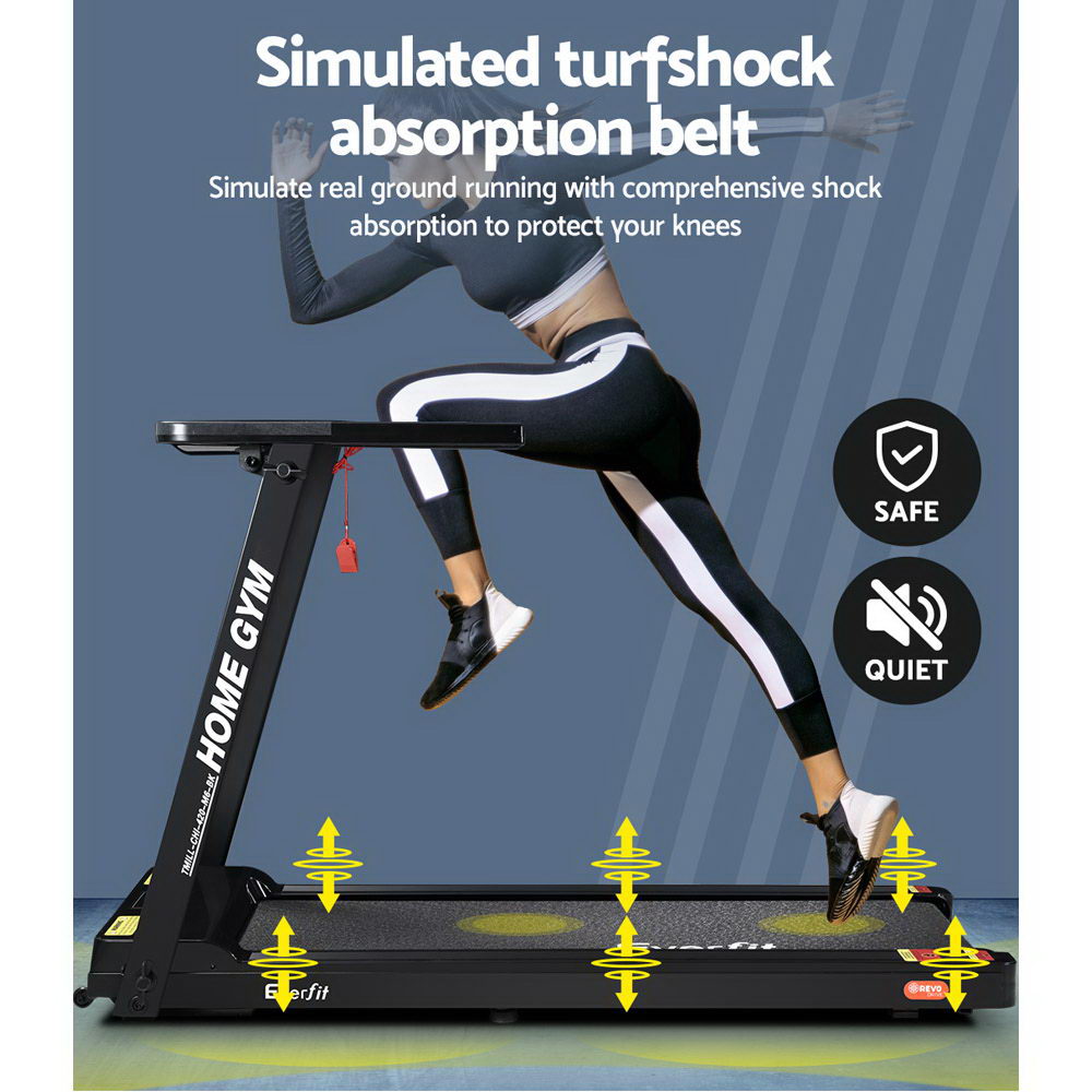 Marlook Treadmill Electric Home Gym Fitness Exercise Fully Foldable 420mm Black
