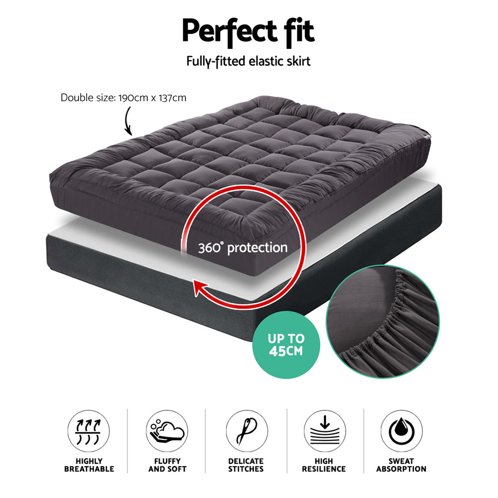 Marlook Bedding Mattress Topper Pillowtop Bamboo Charcoal Double