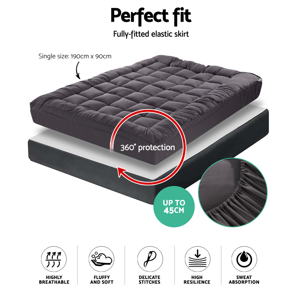 Marlook Bedding Mattress Topper Pillowtop Bamboo Charcoal Single