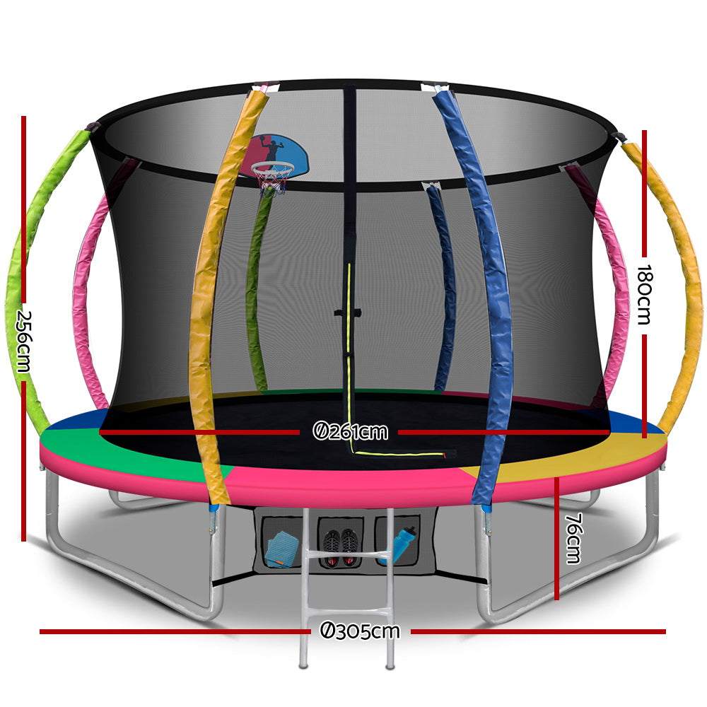 Marlook 10FT Trampoline for Kids w/ Ladder Enclosure Safety Net Rebounder Colors