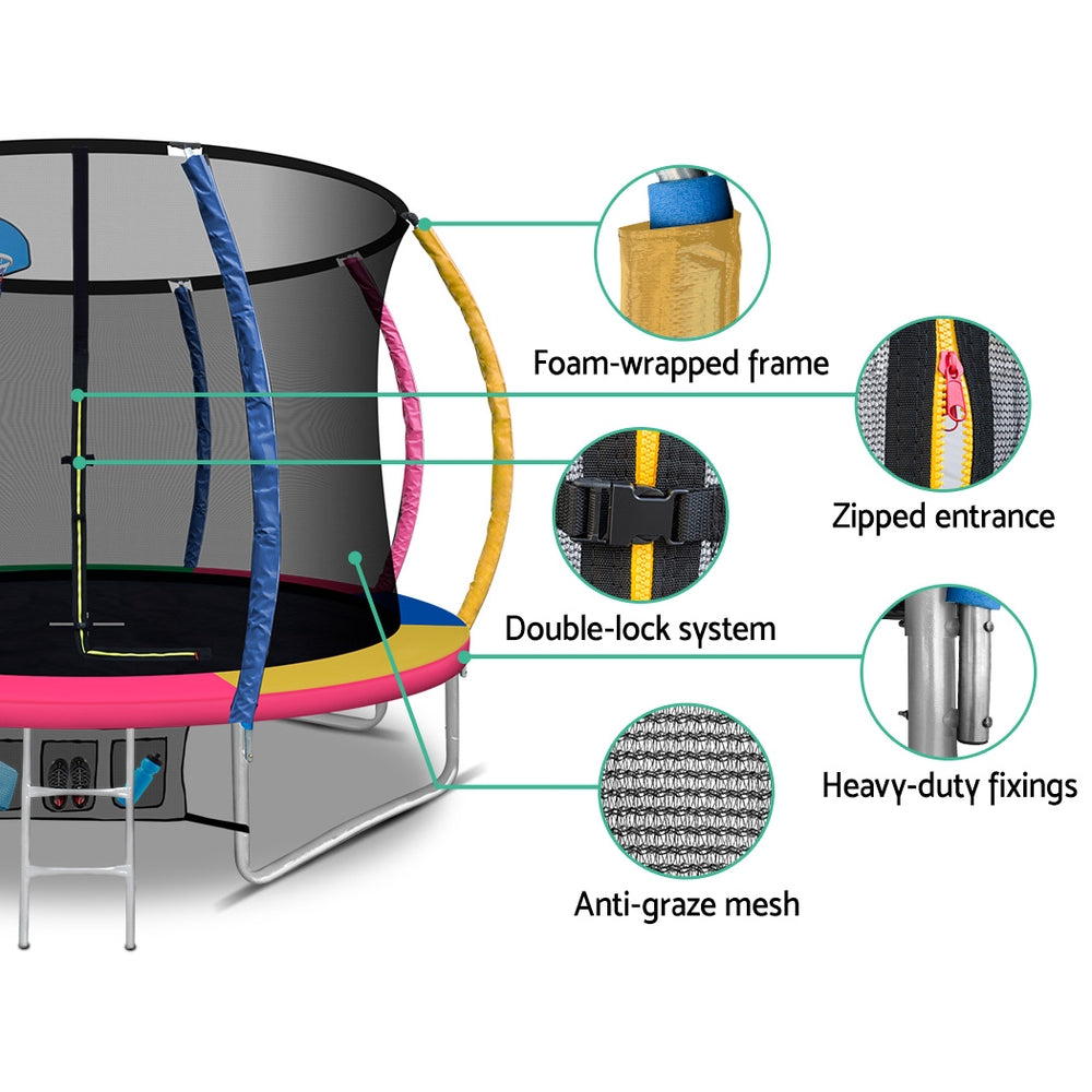 Marlook 10FT Trampoline for Kids w/ Ladder Enclosure Safety Net Rebounder Colors
