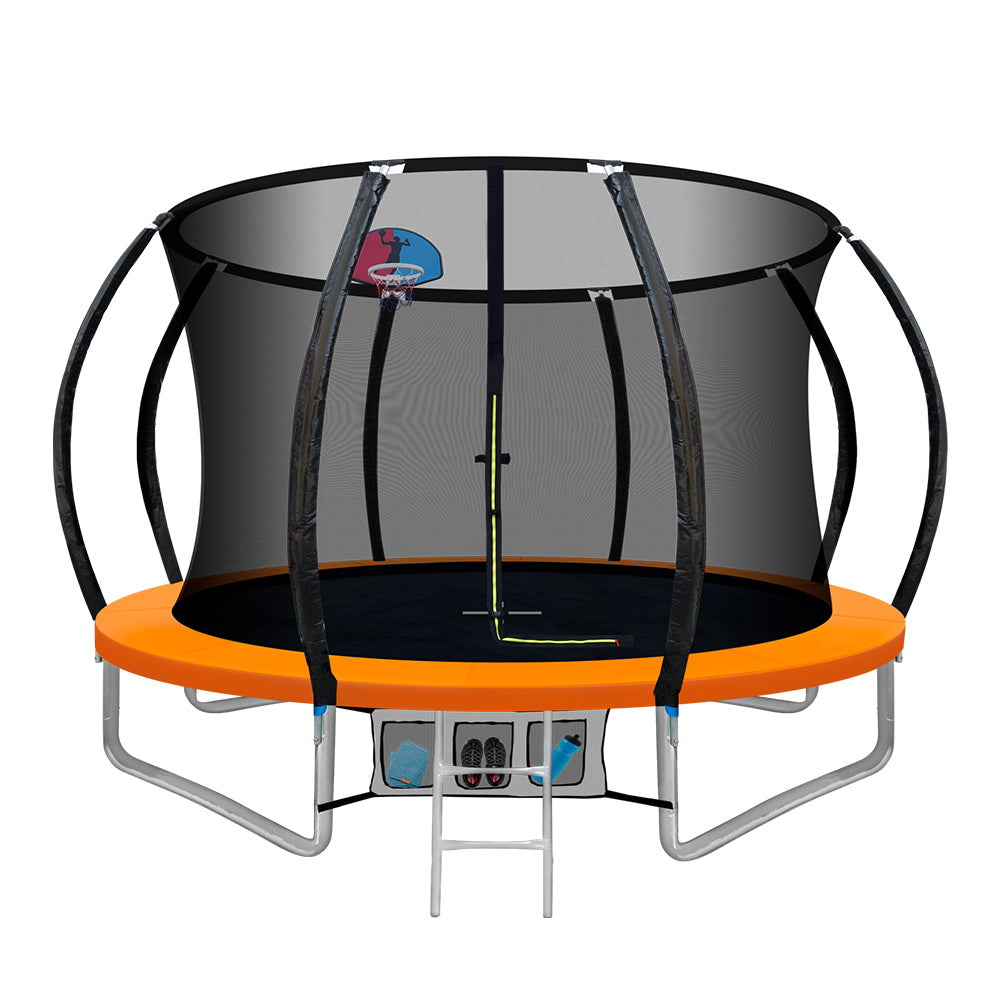 Marlook 10FT Trampoline for Kids w/ Ladder Enclosure Safety Net Rebounder Orange