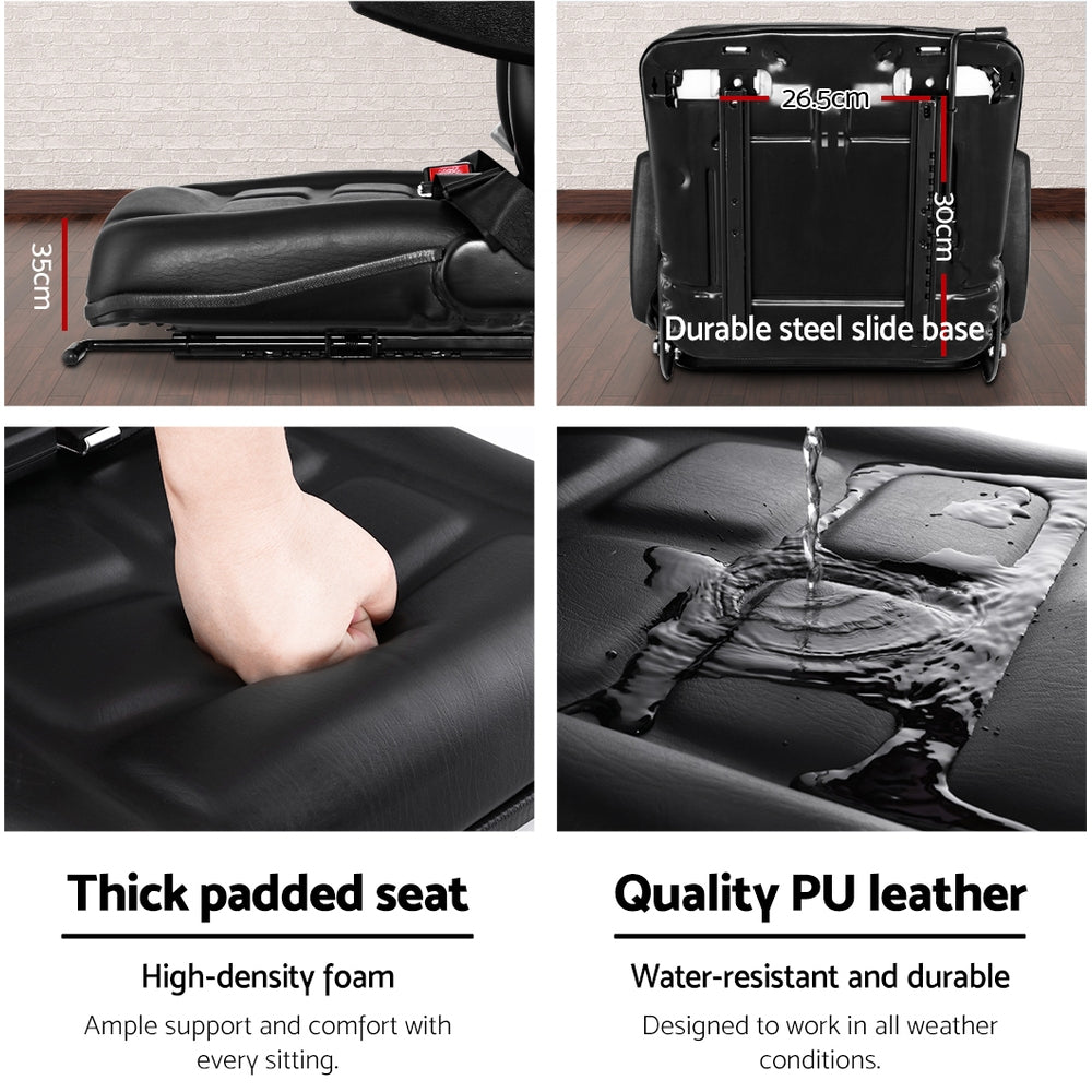 Marlook Tractor Seat Forklift Excavator Universal Suspension Armrest Truck Chair