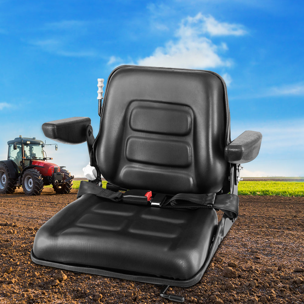 Marlook Tractor Seat Forklift Excavator Universal Suspension Armrest Truck Chair