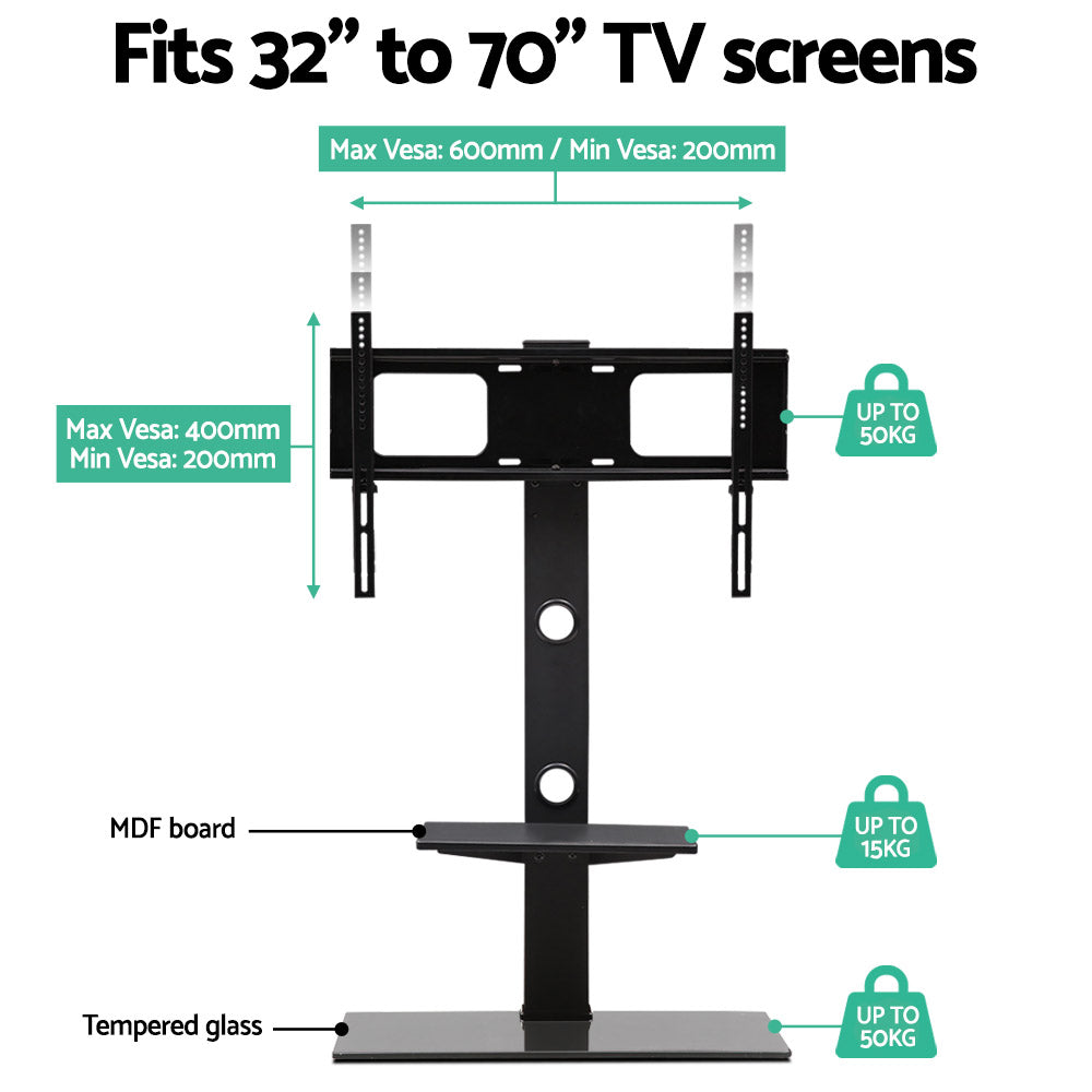 Marlook TV Stand Mount Bracket for 32"-70" LED LCD 2 Tiers Storage Floor Shelf